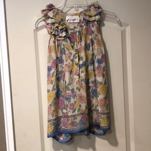 Yaya Aflalo Silk Sleeveless Floral Blouse